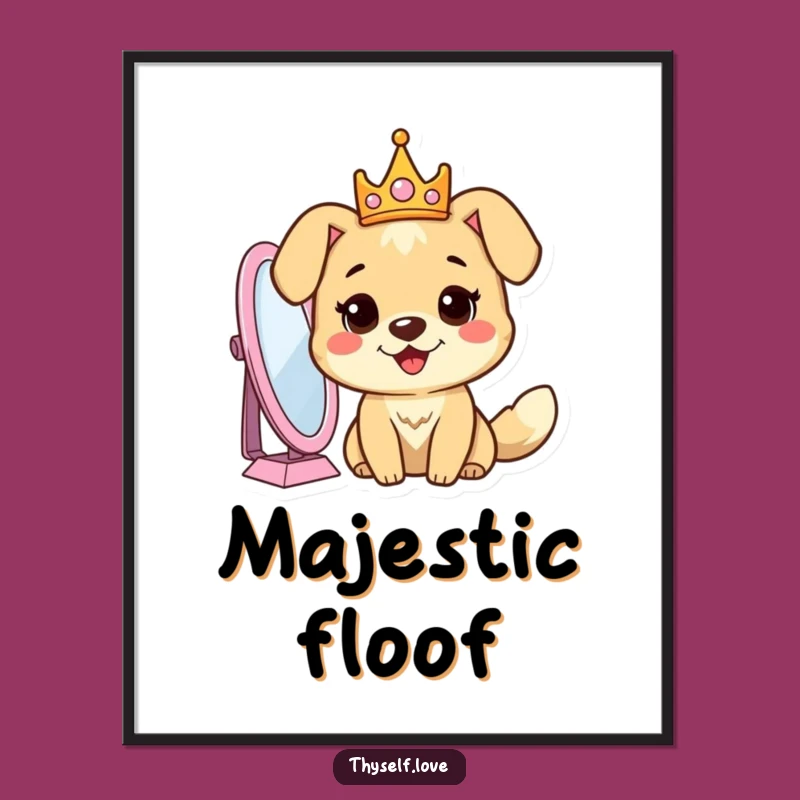 Funny Dog Crown Mirror Poster: Decorate with Royal Charm and Humor