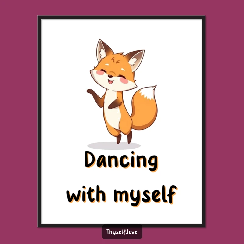 Funny Fox Shadow Dance Poster: Playful Fox Art, Energetic Funny Gift Print