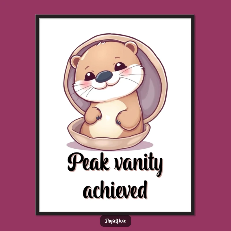 Funny Otter Wall Art: Adorable Otter Admiring Itself - Charming Funny Gift!
