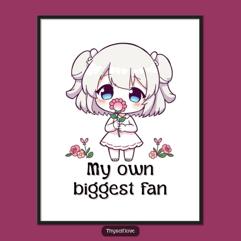 Funny Wall Art Poster: Character's Self-Love Flower Gesture