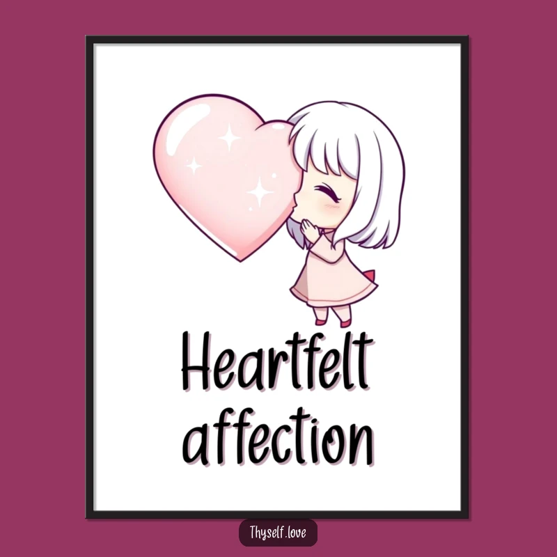 Funny Art Poster: Character's Kiss to Shimmering Heart