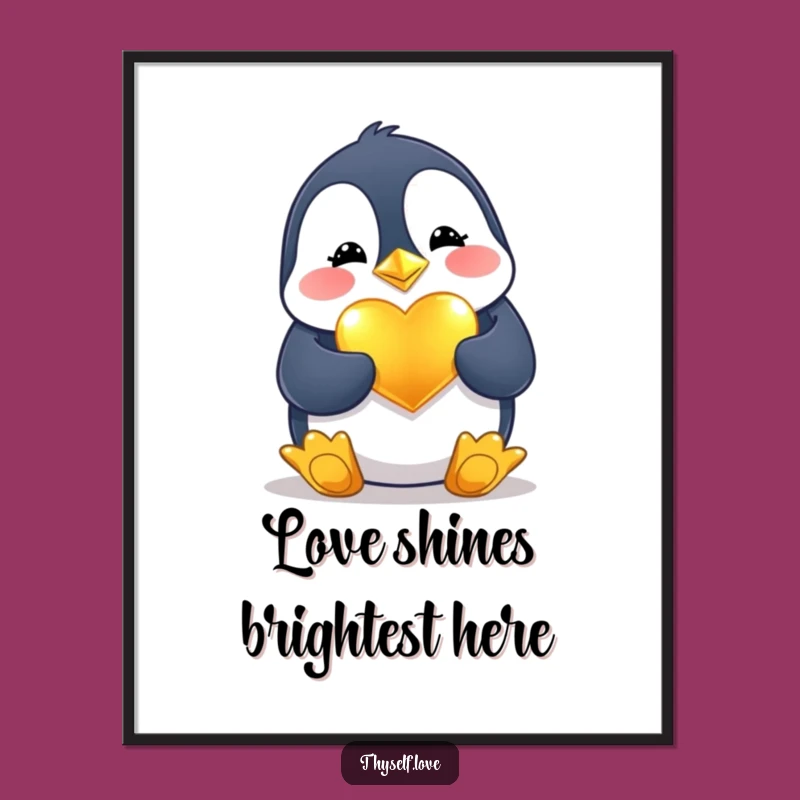 Funny Penguin Heart Poster: Add a Touch of Love and Laughter to Your Walls