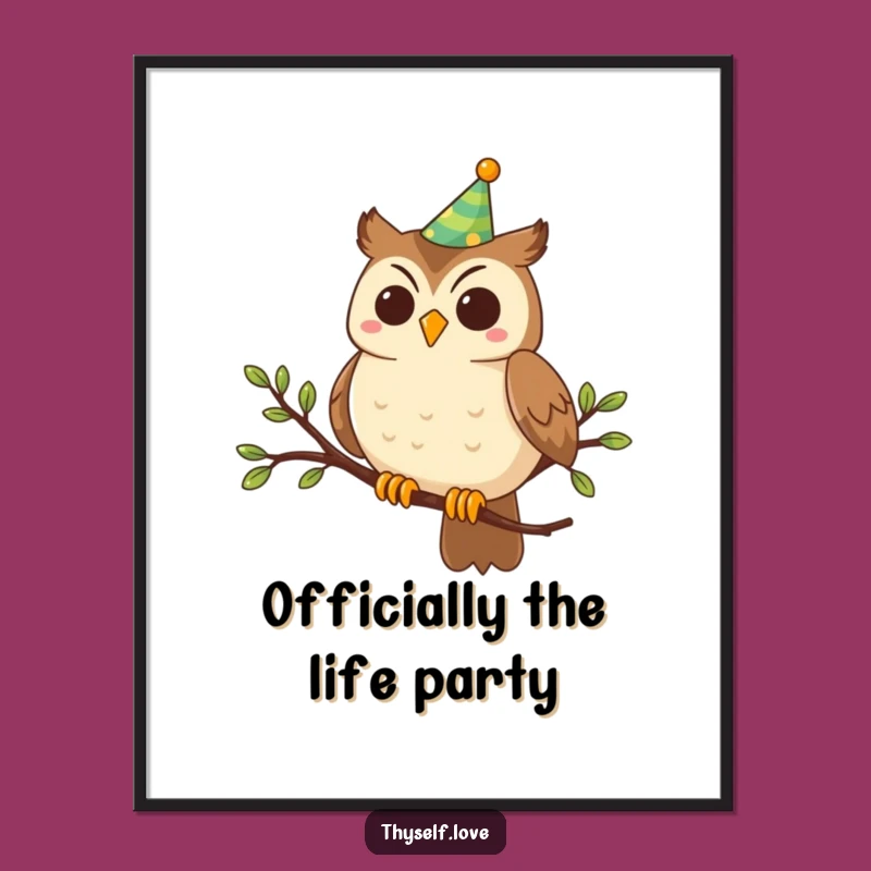 Funny Party Owl Poster: Brighten Your Walls with Festive, Hilarious Art