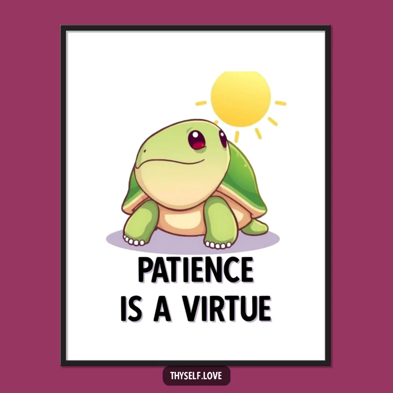 Funny Turtle Poster - Serene Sunbeam Art Print Gift for Decor
