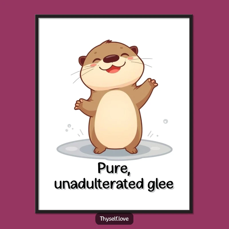 Funny Giggling Otter Poster: Joyful & Humorous Aquatic Wall Art Gift