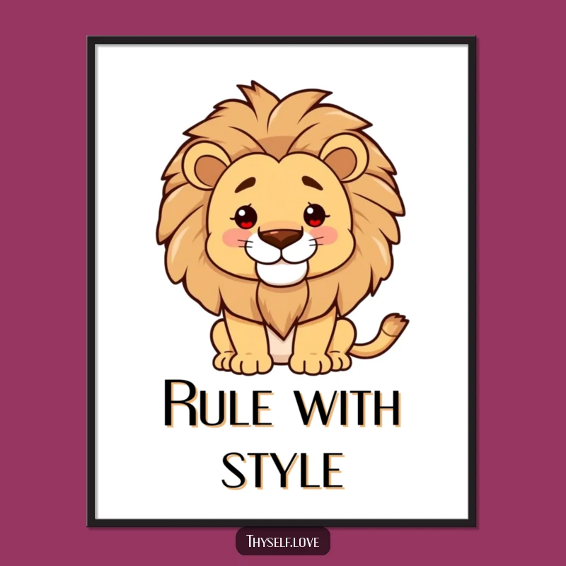 Funny Proud Lion Mane Poster: Confident King Art, Wall Decor Funny Gift