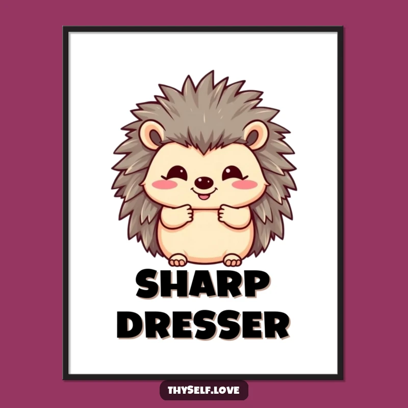 Funny Happy Hedgehog Poster: Fluffy Quills Wall Art, Cheerful & Humorous Gift