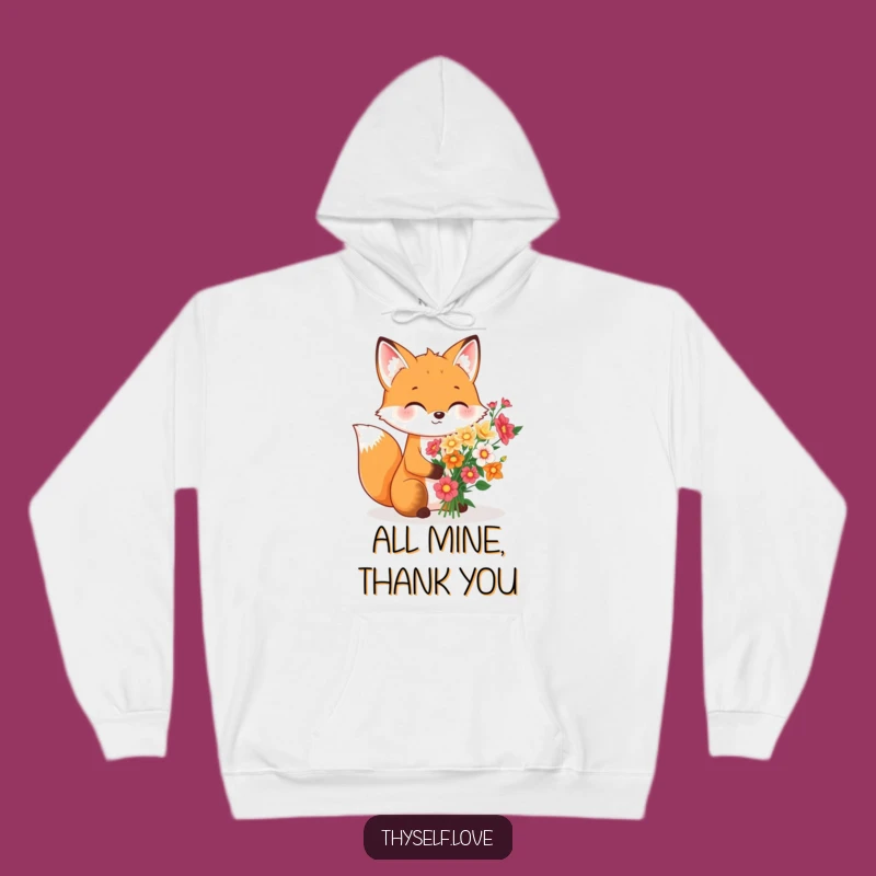Funny Fox Flower Bouquet Hoodie, Cozy & Chic Apparel for Self-Care