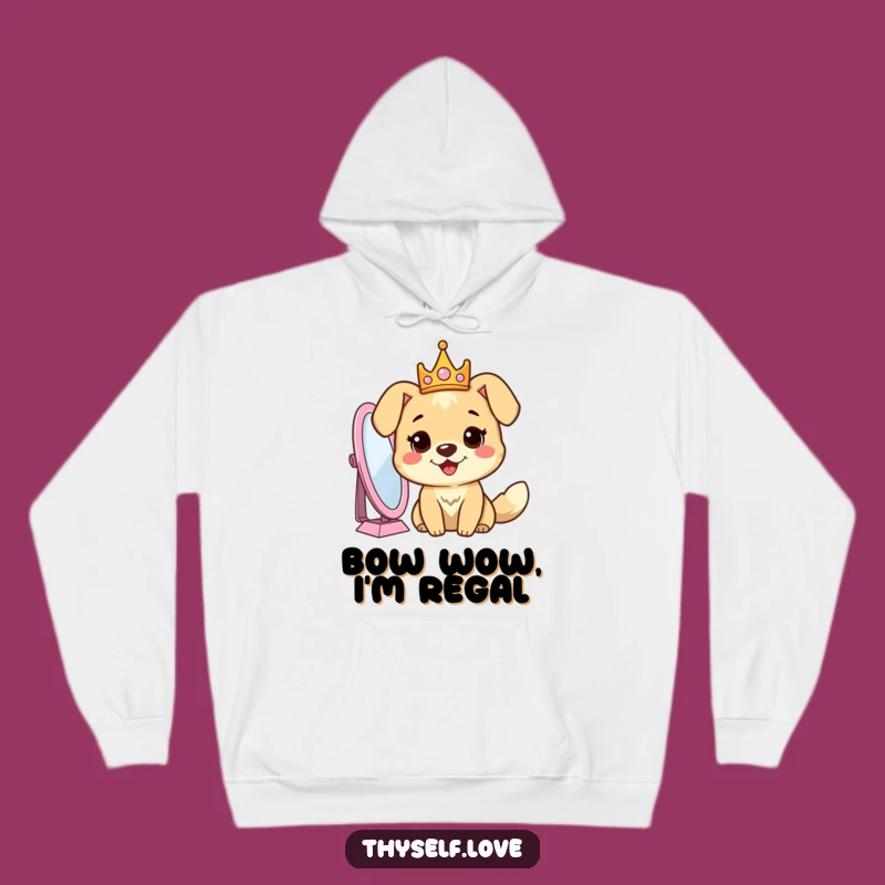 Cozy Funny Dog Crown Mirror Hoodie: Stay Regal and Warm, Pup!
