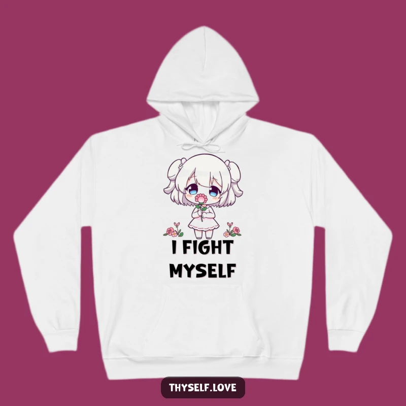 Cozy Funny Hoodie: Character Gift Offering Flower to Silhouette