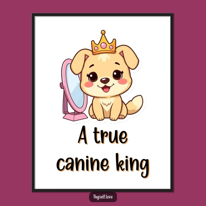 Free Printable Dog Wall Art: Crowned King Humor Downloadable Art