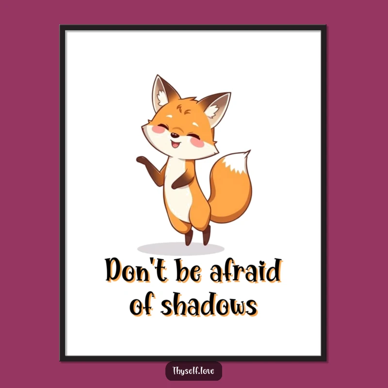Free Printable Wall Art: Dancing Fox & Shadow, Funny Downloadable Decor Gift
