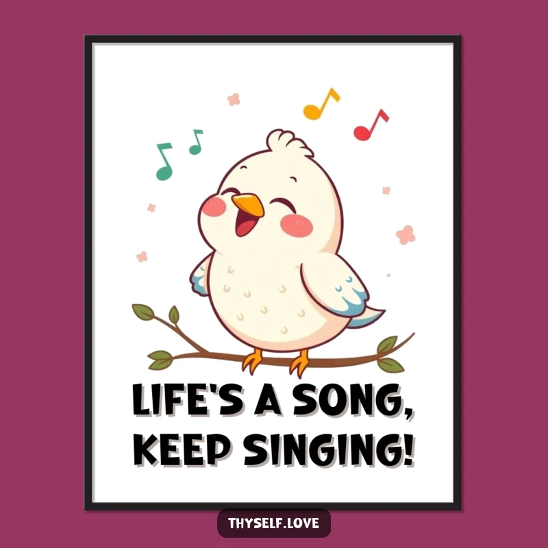 Free Printable Wall Art: Happy Bird Song Melody - Cheerful Downloadable Art Gift