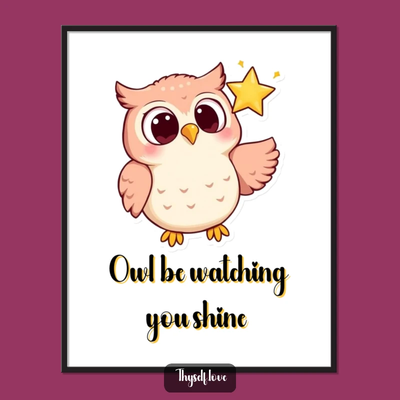 Free Printable Wall Art: Owl Star Gazer, Funny Downloadable Art for Dreamy Spaces