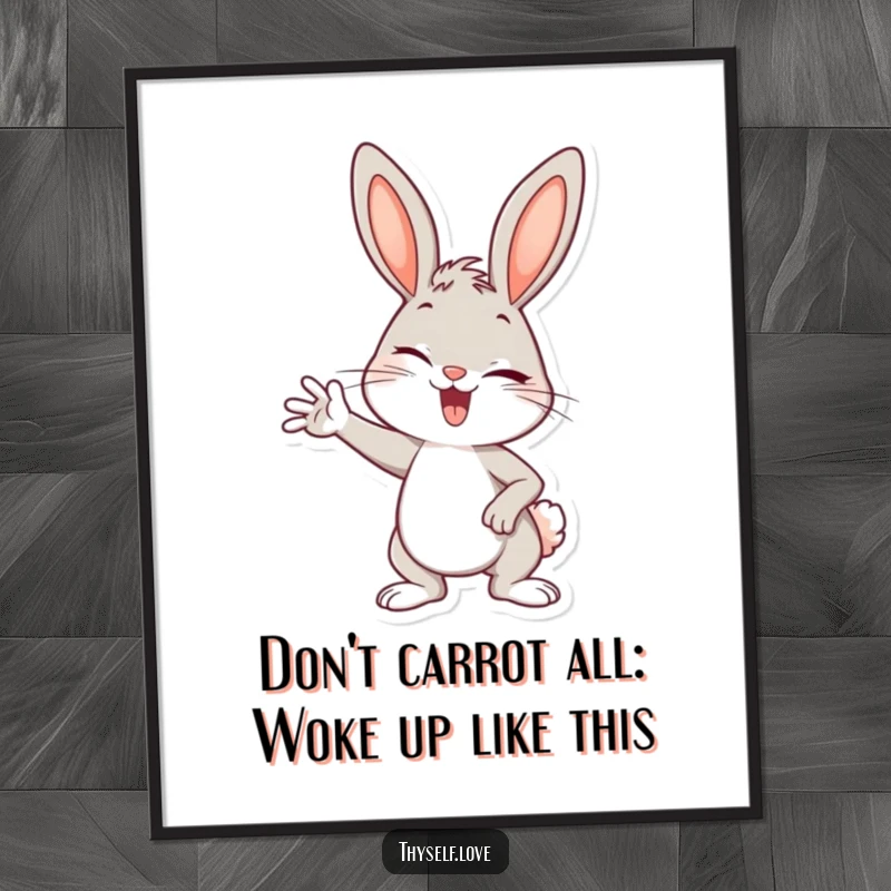 Funny Free Printable Wall Art: A stylish bunny winks playfully, exuding confidence and charm.