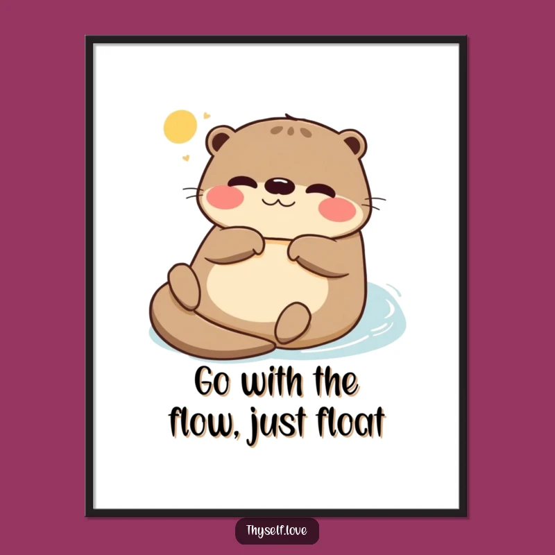 Free Printable Wall Art: Relaxed Otter Sunbathing, Funny Downloadable Decor Gift