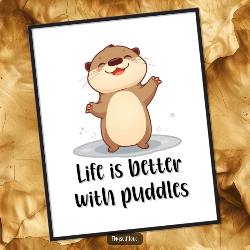 Funny Free Printable Wall Art: A giggling otter performs a happy dance, bringing infectious joy and playful energy to your decor.