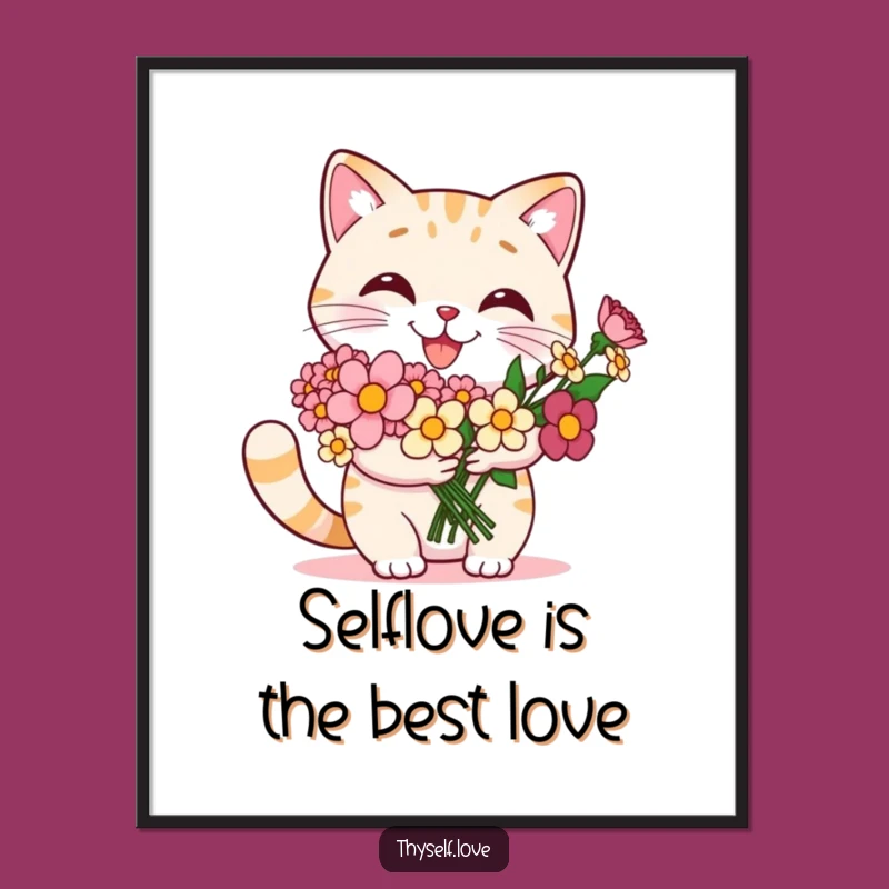 Free Printable Cat Wall Art: Proud Flower Bouquet Humor Downloadable Art