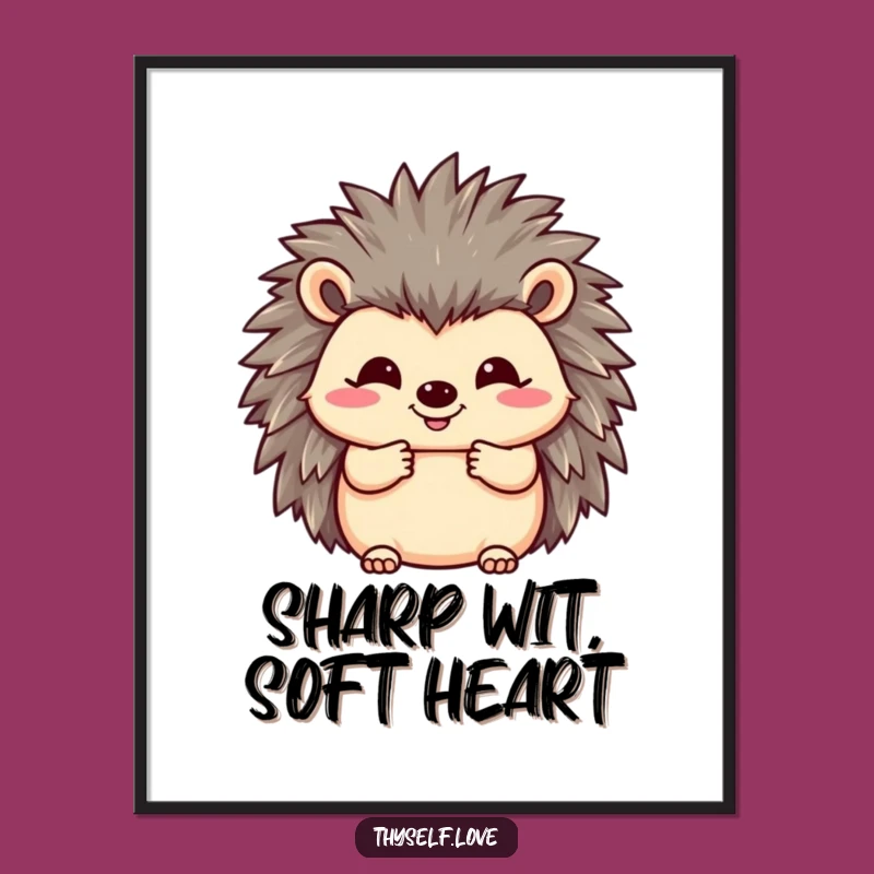 Free Printable Wall Art: Happy Hedgehog Smile - Cute Downloadable Art Gift