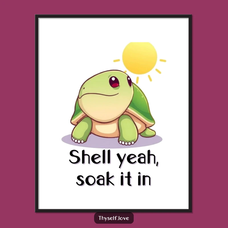 Free Printable Wall Art: Serene Turtle Basking, Funny Downloadable Art for Your Home