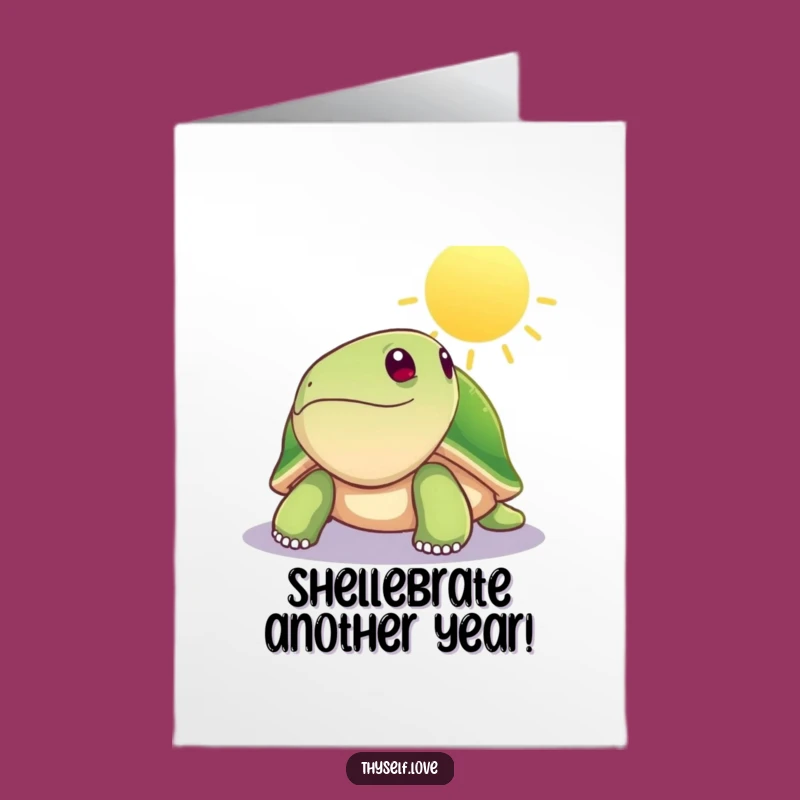 Free Printable Birthday Card: Serene Turtle Enjoying Sunbeam, Hilarious Downloadable Gift