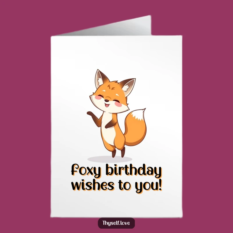 Free Printable Happy Birthday Card: Dancing Fox & Shadow, Funny Downloadable Gift
