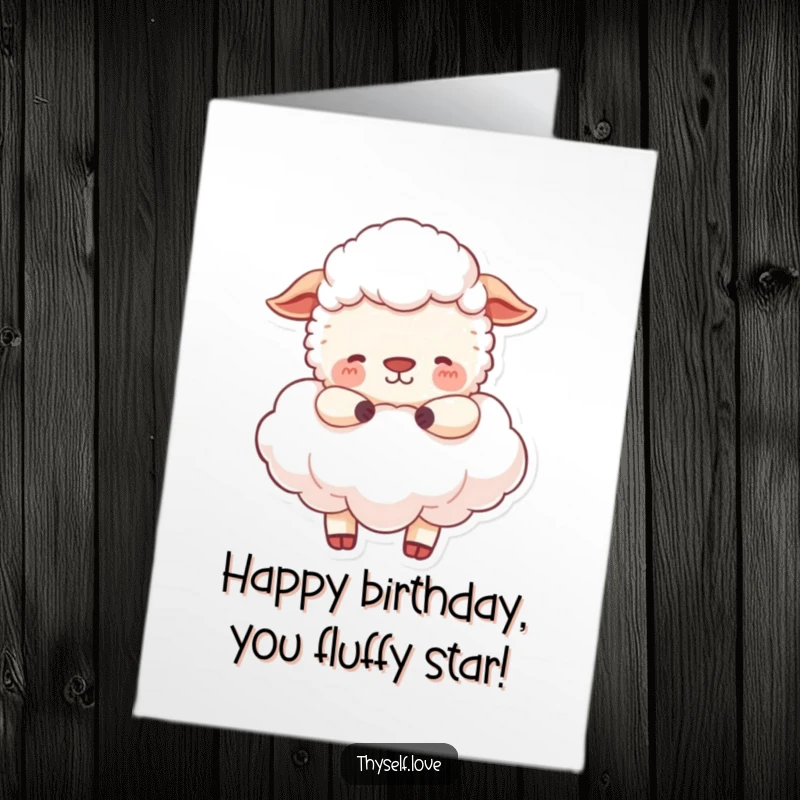 Funny Free Printable Birthday Card: Happy sheep peacefully embracing a fluffy cloud, wishing a serene birthday.
