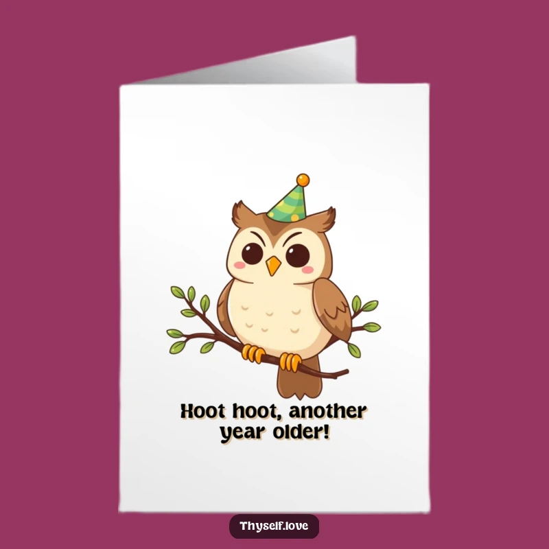 Free Printable Owl Birthday Card: Funny Party Hat Owl Downloadable Gift