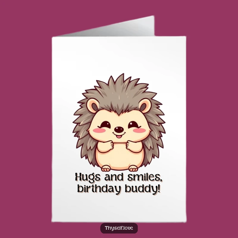 Free Printable Birthday Card: Happy Hedgehog Smiles - Funny Downloadable Gift
