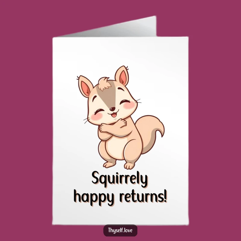 Free Printable Birthday Card: Hugging Squirrel, Unique Downloadable Greeting