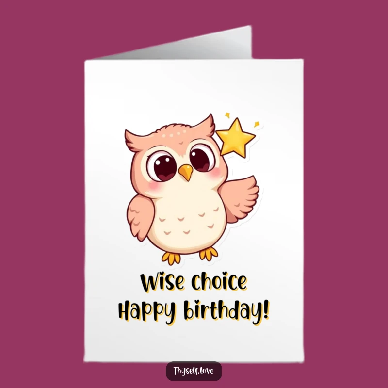 Free Printable Birthday Card: Owl Star Gazer, Funny Downloadable Gift for Dreamers