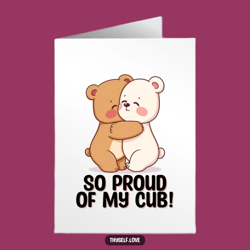 Free Printable Bear Congrats Card: Hugging Reflection Humor Downloadable Gift