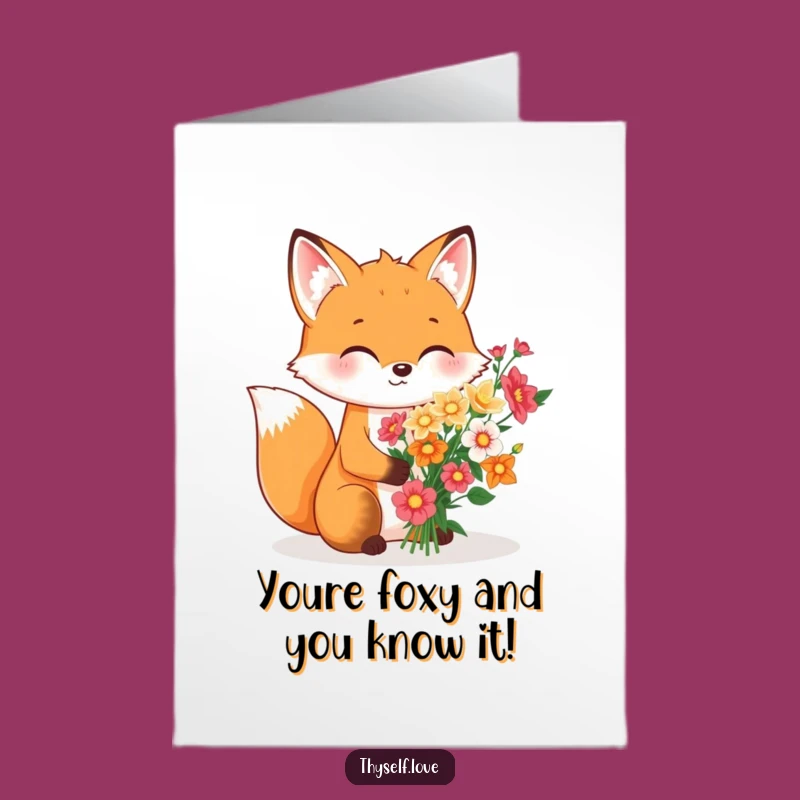 Free Printable Congrats Card: Fox Flower Bouquet Downloadable Gift