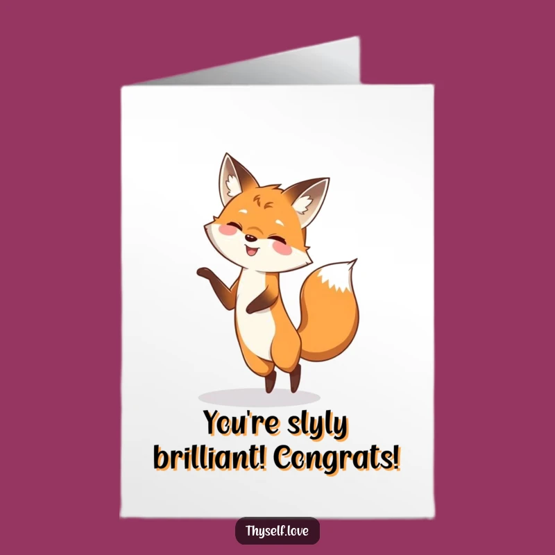 Free Printable Congrats Card: Fox Shadow Dance, Funny Downloadable Gift Idea