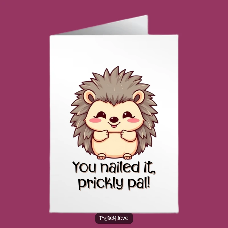 Free Printable Congrats Card: Happy Hedgehog Cheers You On - Downloadable Gift