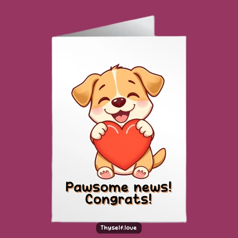 Free Printable Congrats Card: Hugging Dog Heart, Funny Downloadable Gift for Sweet Success