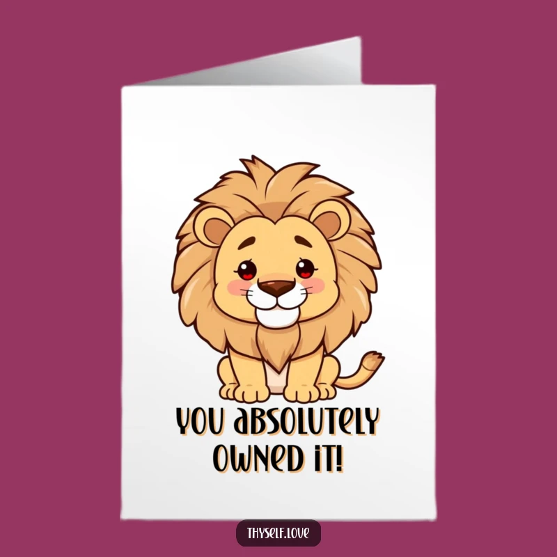 Free Printable Congrats Card: Proud Lion Mane Confidence Funny Downloadable