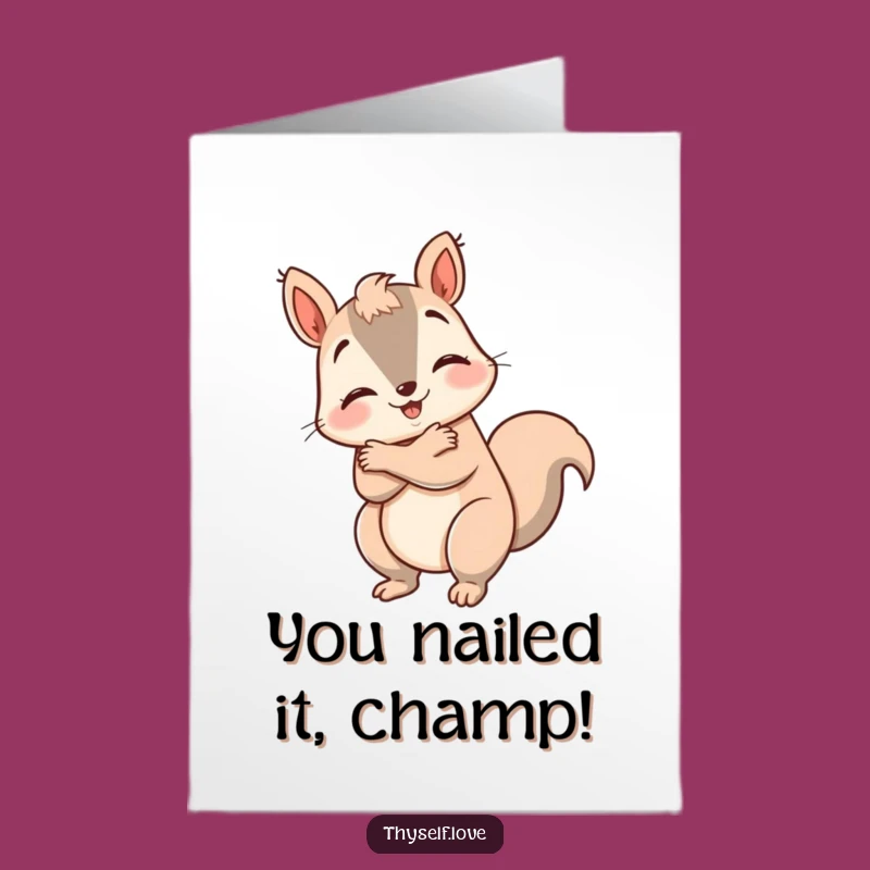 Free Printable Congrats Card: Squirrel Hug, Downloadable Celebration