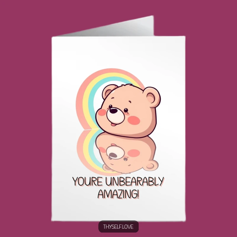 Free Printable Congratulations Card: Giggling Bear Rainbow Reflection Downloadable Gift