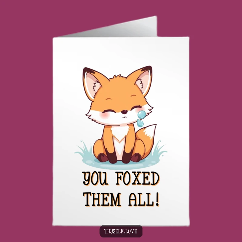 Free Printable Fox Dewdrop Congrats Card: Brilliant Downloadable Gift for Success!