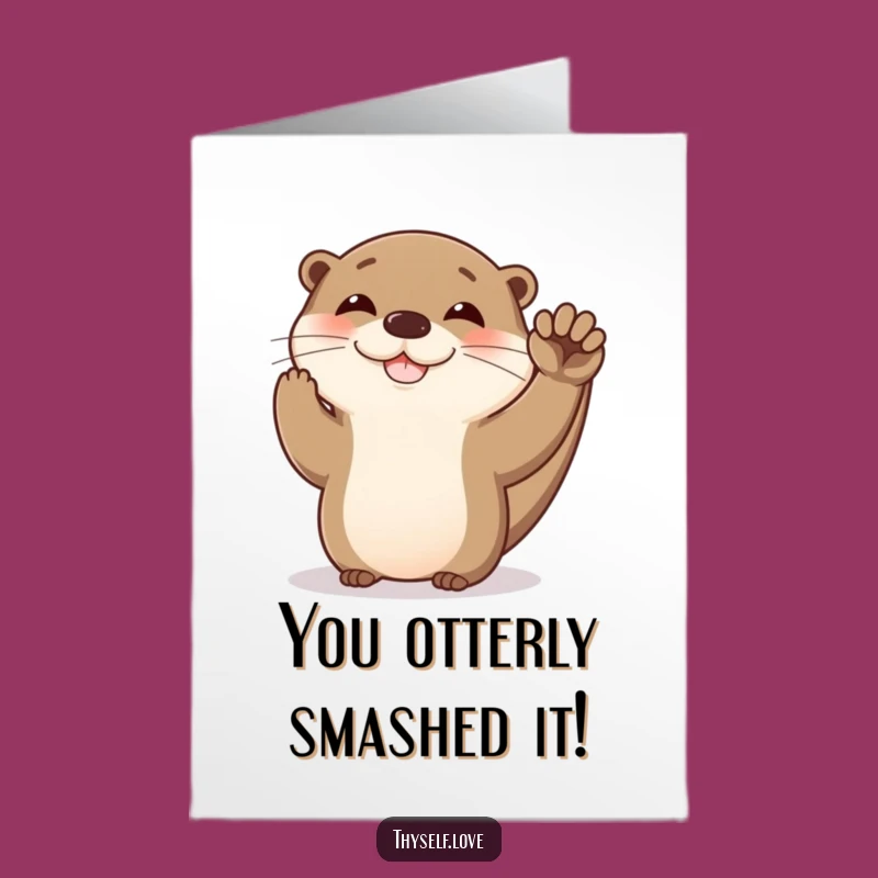 Free Printable Otter High Five Congrats Card: Awesome Donwloadable Gift for Wins!