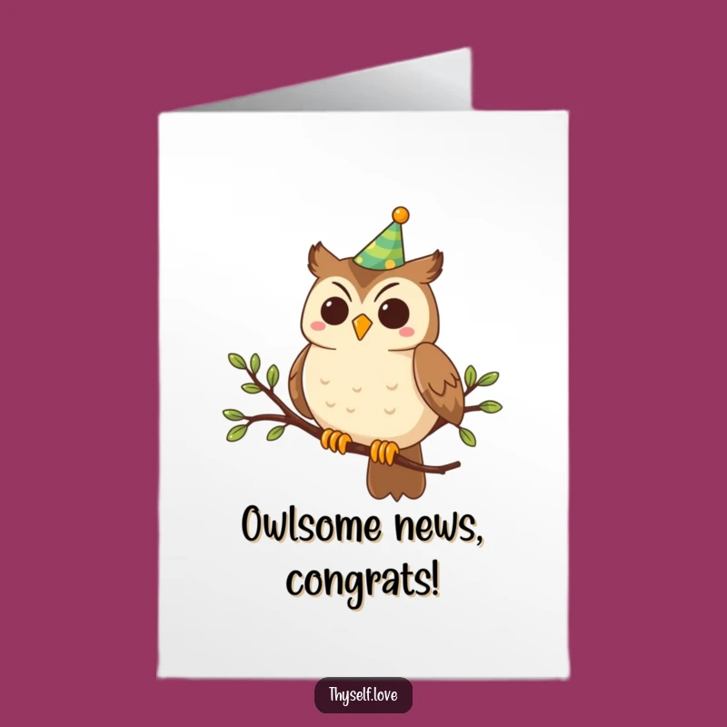 Free Printable Owl Congratulations Card: Funny Party Owl Downloadable Gift