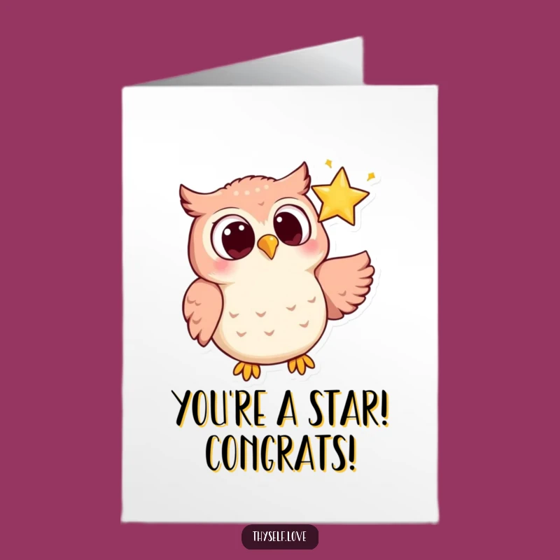 Free Printable Congrats Card: Owl Star Gazer, Funny Downloadable Gift for Bright Futures