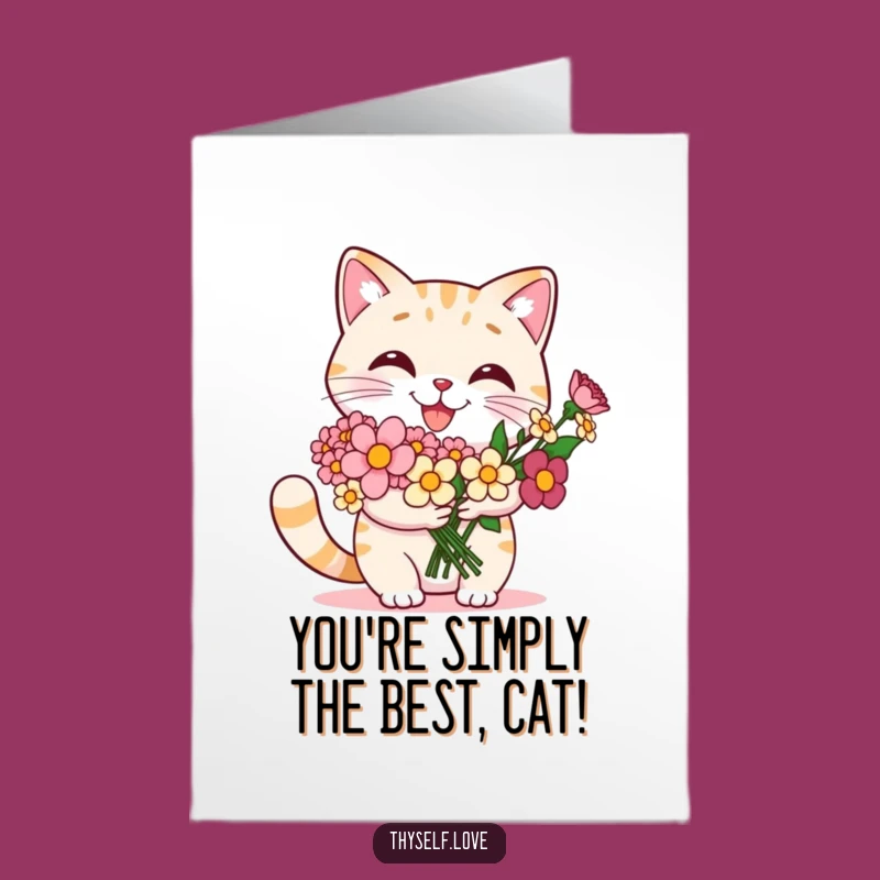 Free Printable Cat Congrats Card: Proud Flower Bouquet Humor Downloadable Gift
