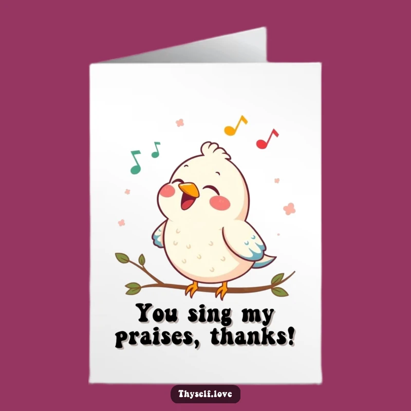 Free Printable Thank You Card: Joyful Bird Sings Thanks - Funny Downloadable Gift