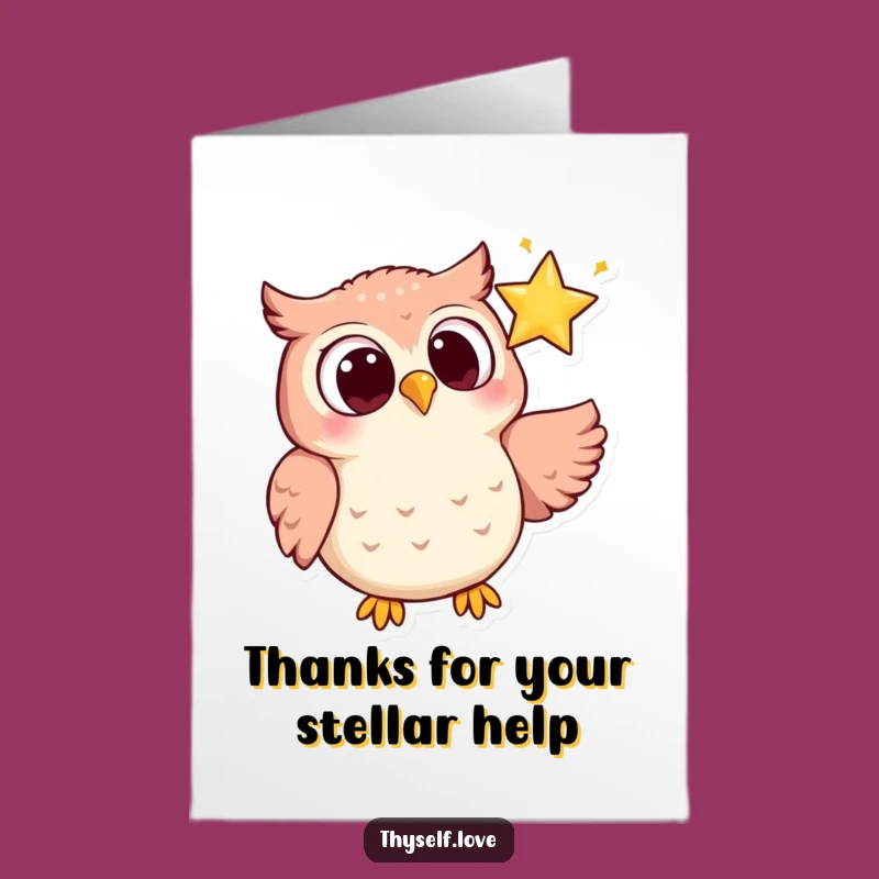 Free Printable Thank You Card: Owl Star Gazer, Funny Downloadable Gift of Wonder