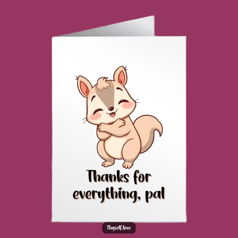 Free Printable Thank You Card: Squirrel Hug, Downloadable Gratitude
