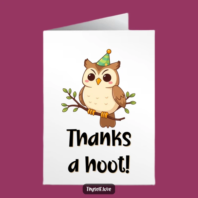Free Printable Owl Thank You Card: Funny Owl Downloadable Gift
