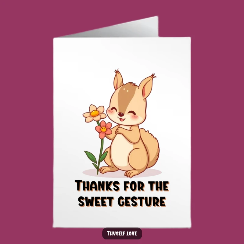 Free Printable Thank You Card: Squirrel's Flower - A Grateful Downloadable Gift!