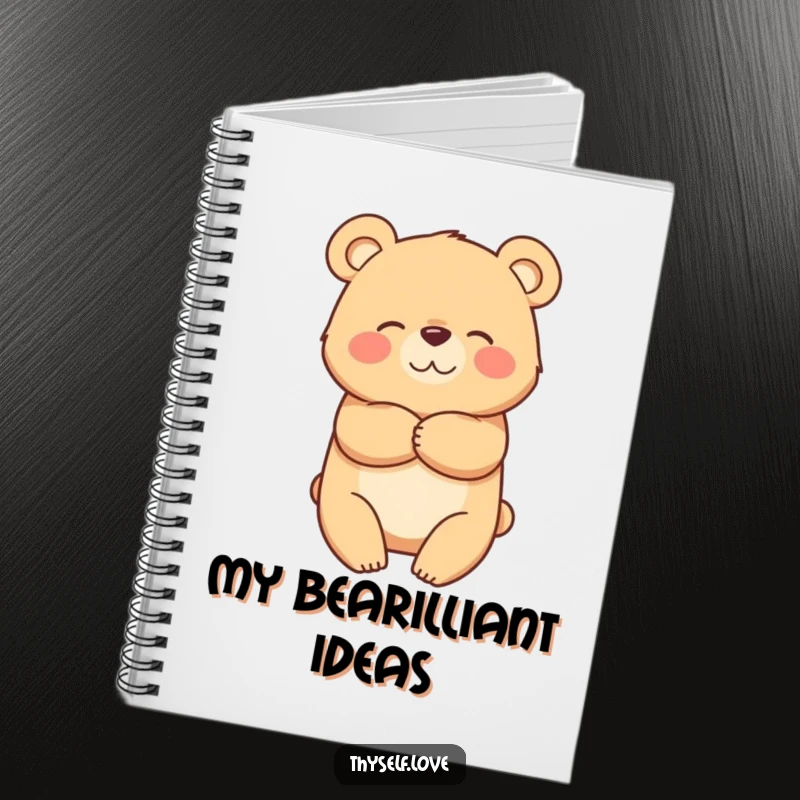 Funny notebook featuring a bear character embracing itself, ideal for journaling, notes, and self-reflection.